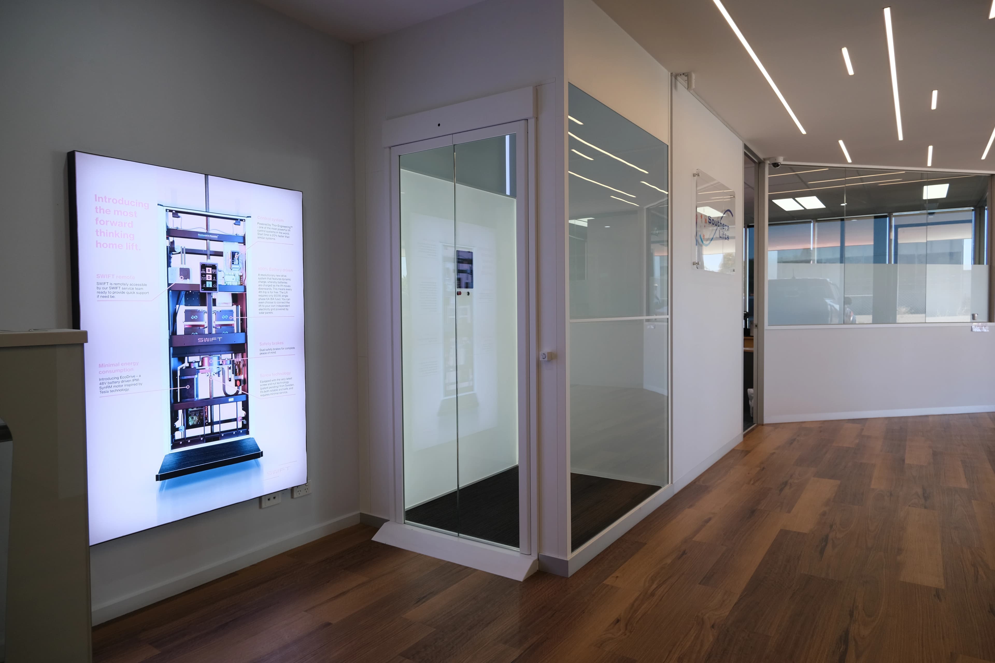 Swift home lift in showroom